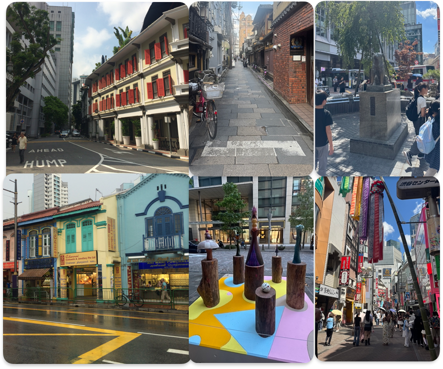 Saubere Straße in Singapur und Tokio